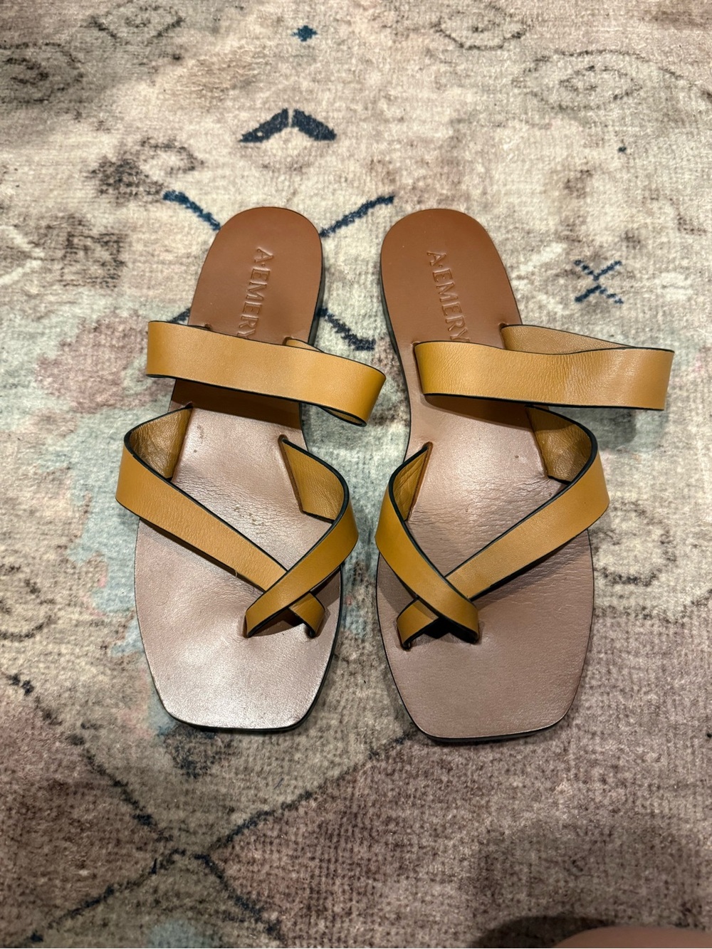 Tan Leather Crisscross Slide Sandals - Women's Casual Slides